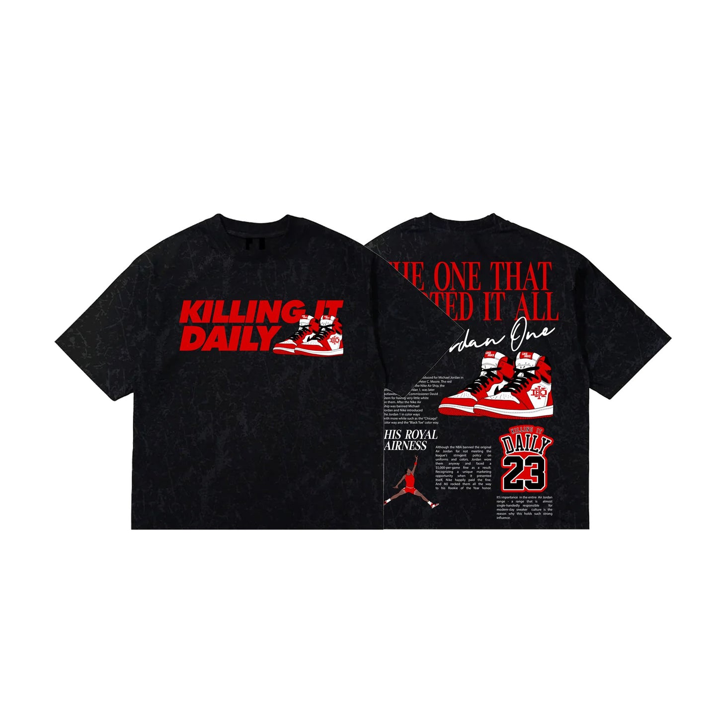 KID Jordan1 Black Acid Washed Tee