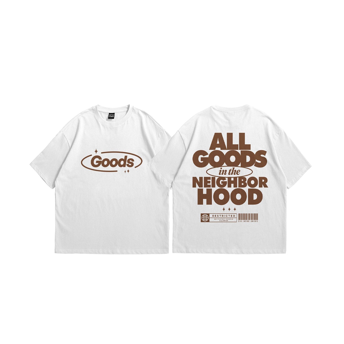 Good Hood Brown on White Tee