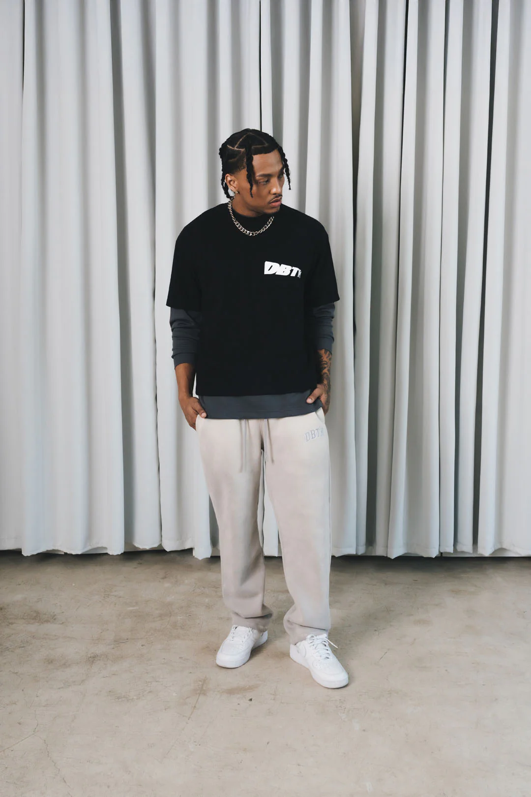 DBTK Slant Tee Black and White