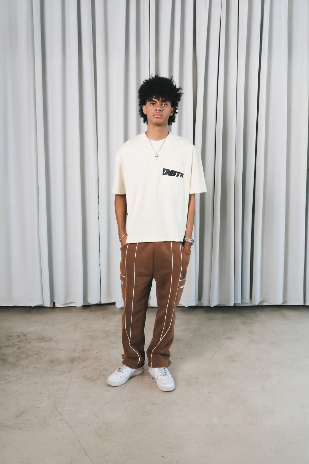 DBTK Slant Tee Cream and Black