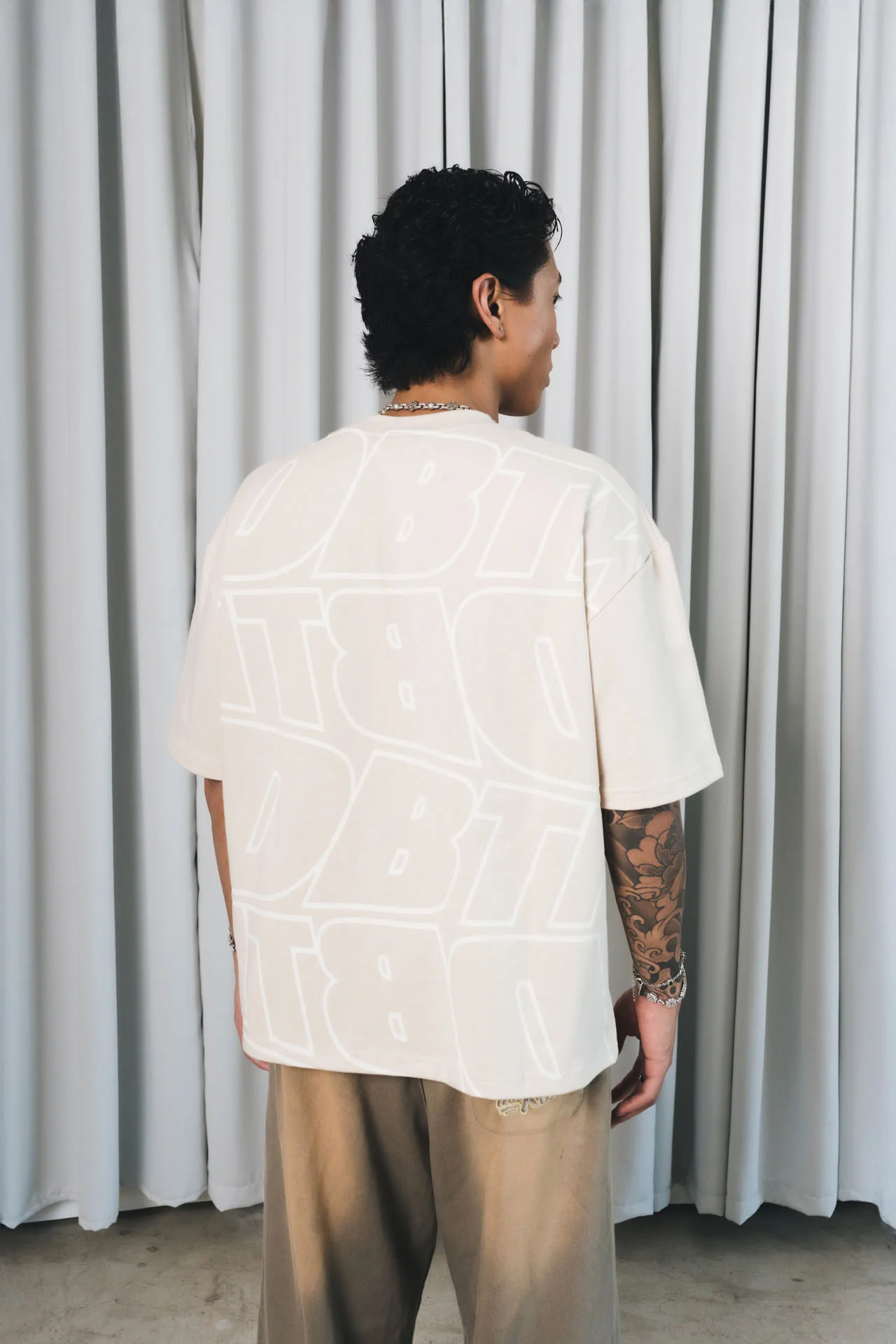DBTK Slant Tee Beige and Cream