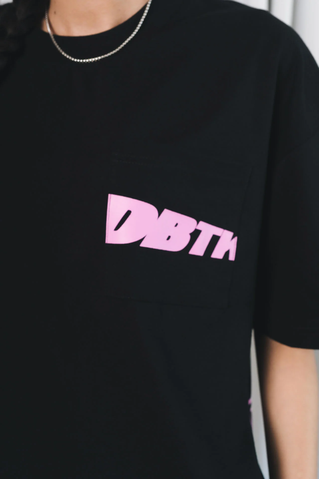 DBTK Slant Tee Black and Pink