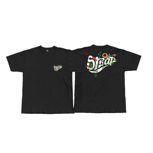 STRAP Floral Black Tee