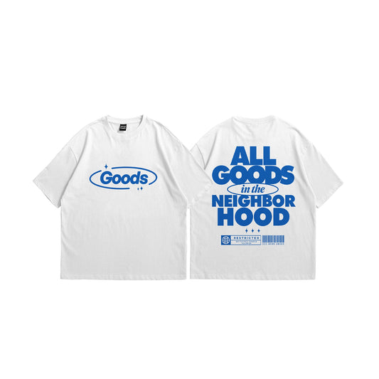 Good Hood Blue on White Tee