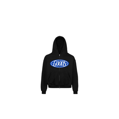 Badge Black Zip Up Hoodie
