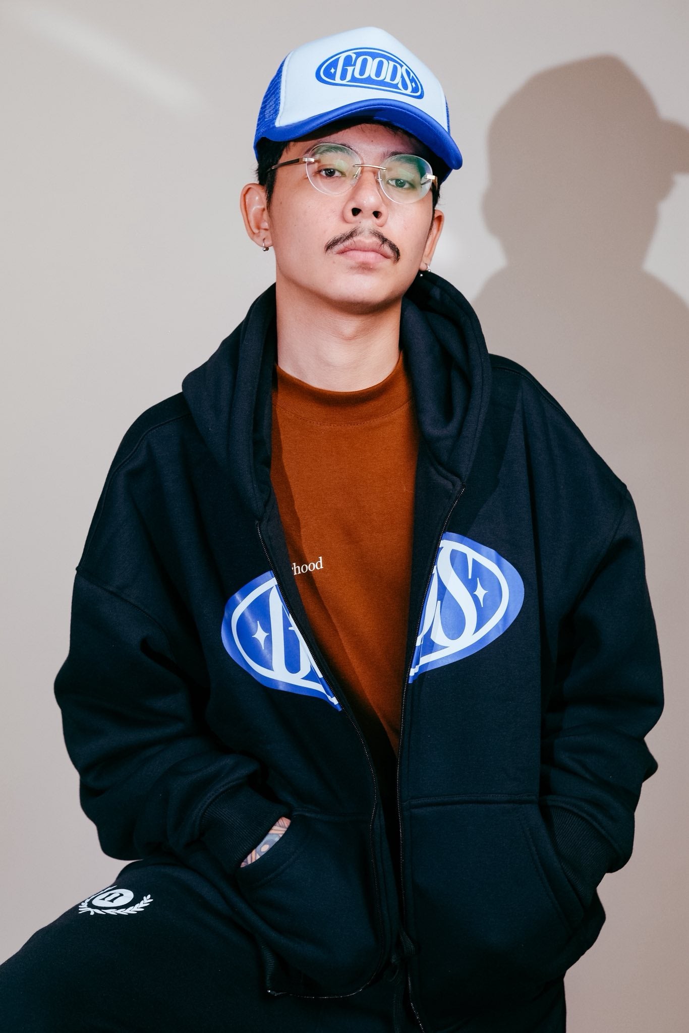 Badge Black Zip Up Hoodie