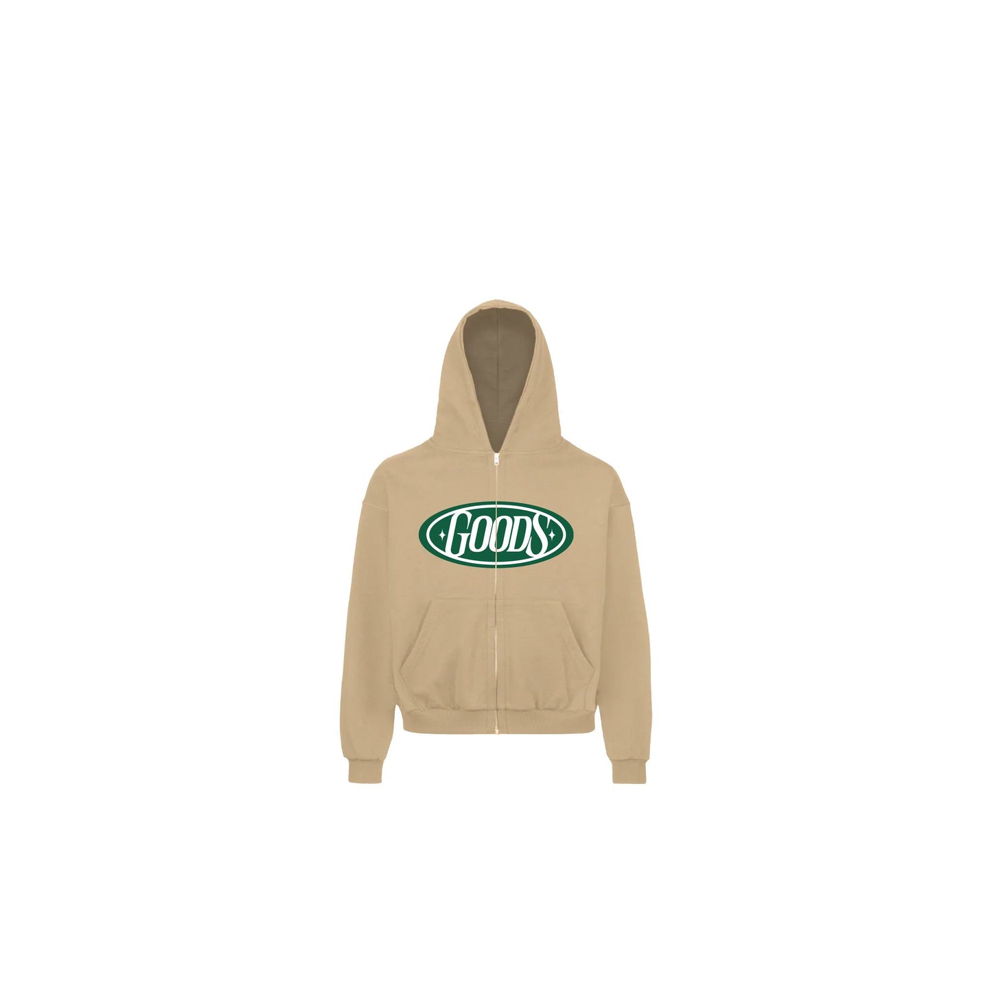 Badge Cream Zip Up Hoodie