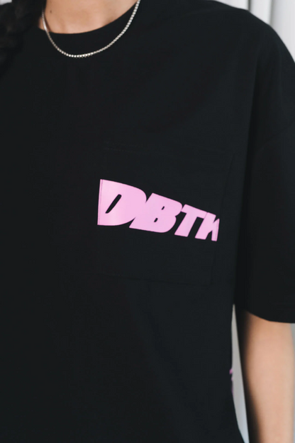 DBTK Slant Tee Black and Pink